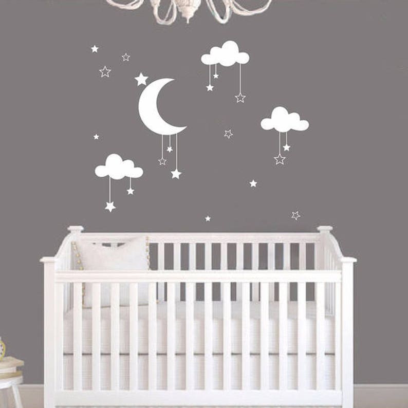 baby wall decal moon and stars ideas wall decals nursery | etsy