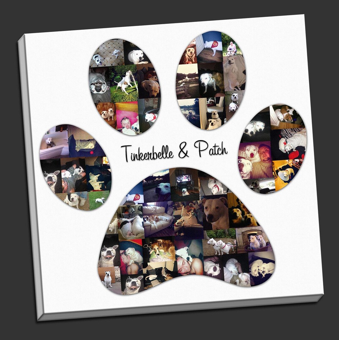 Dog Paw Photo Collage Canvas: Custom Pet Memorial Wall Art - Etsy