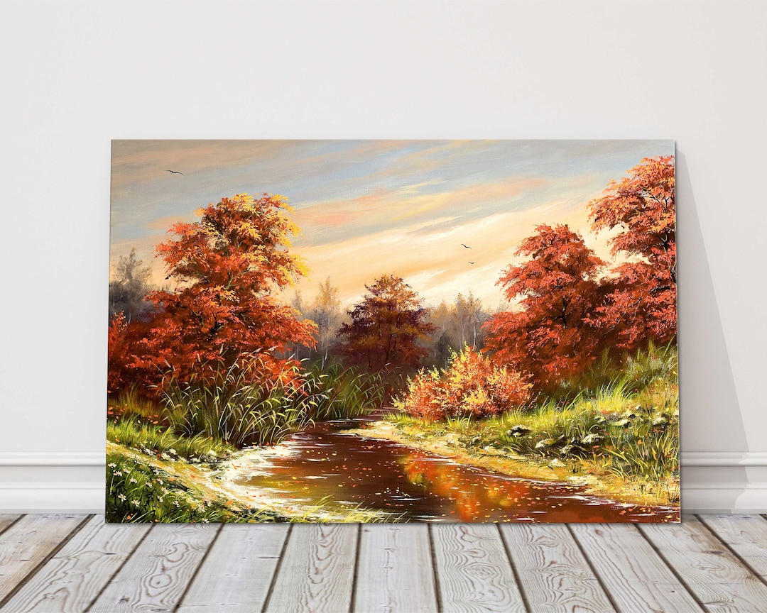 Autumn Landscape Painting. Printed and Framed as a Canvas Etsy UK