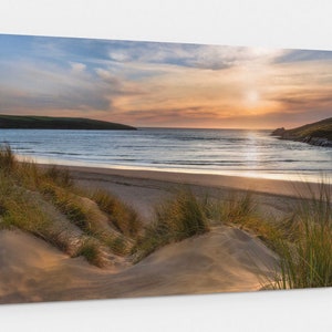 Crantock beach at sunset Cornwall Canvas Print Wall decor for home or office beach seascape. Ideal gift birthday present