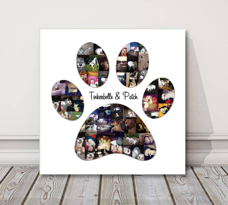 Dog Paw Print Canvas Picture. Customised With You Own Pictures Etsy UK