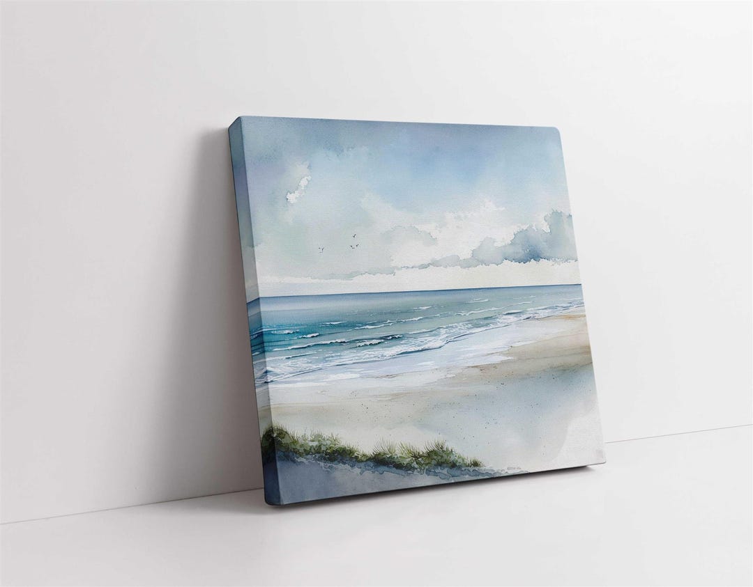 Coastal Seascape Canvas Art Print Set - Framed Beach Wall Decor ...