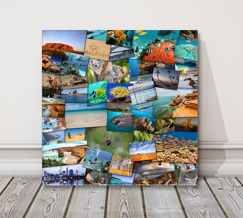 Mixed Shape Random Photo Collage. Whole Area of Canvas Packed With Your ...