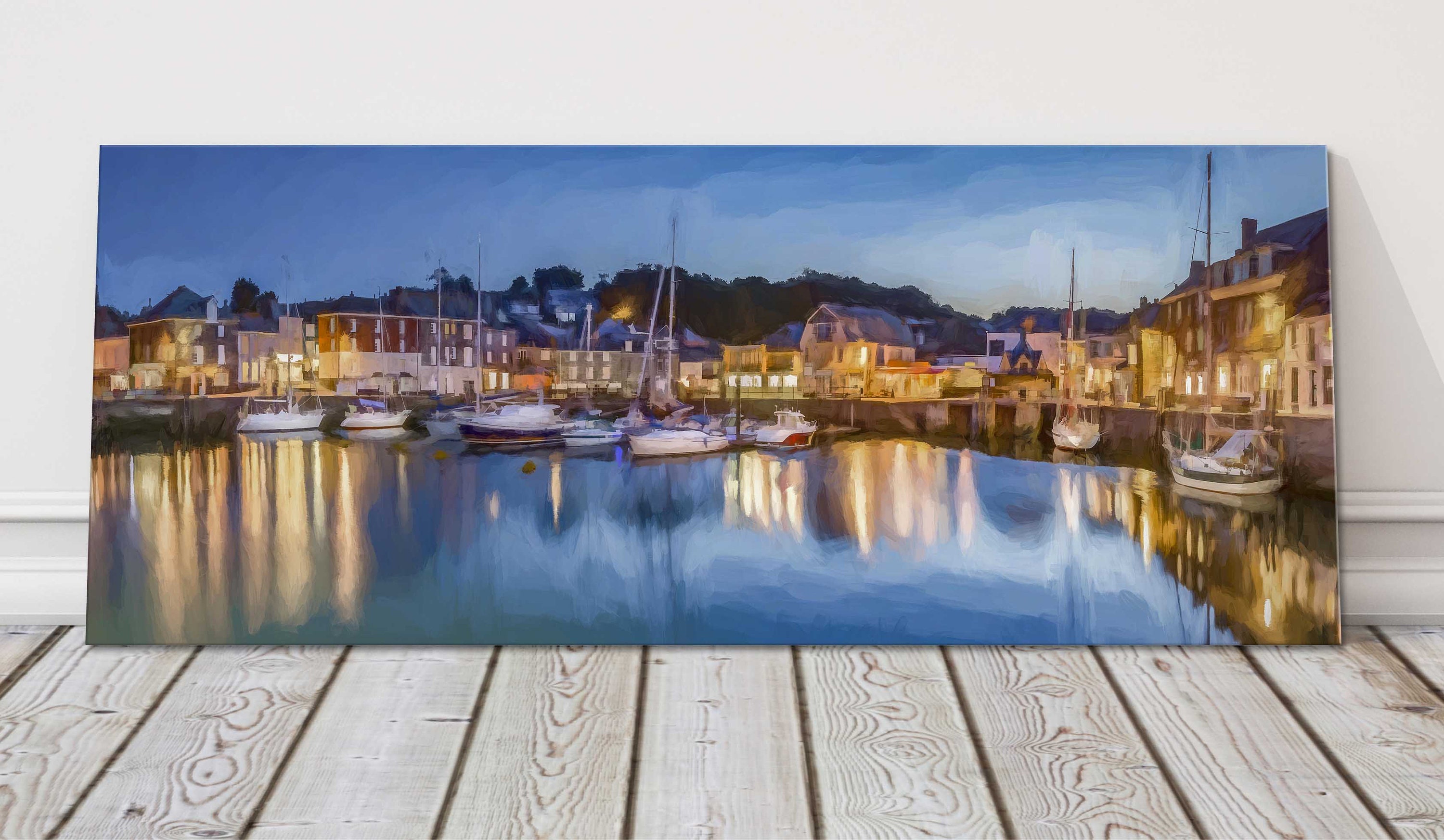 Padstow harbour panoramic painting canvas picture print Etsy