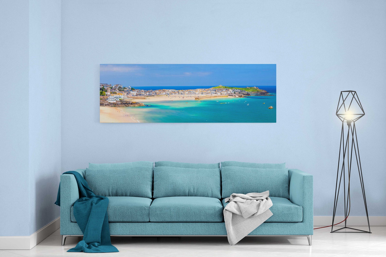 St Ives Harbour Panoramic Canvas Picture Print Cornwall Beach Etsy UK
