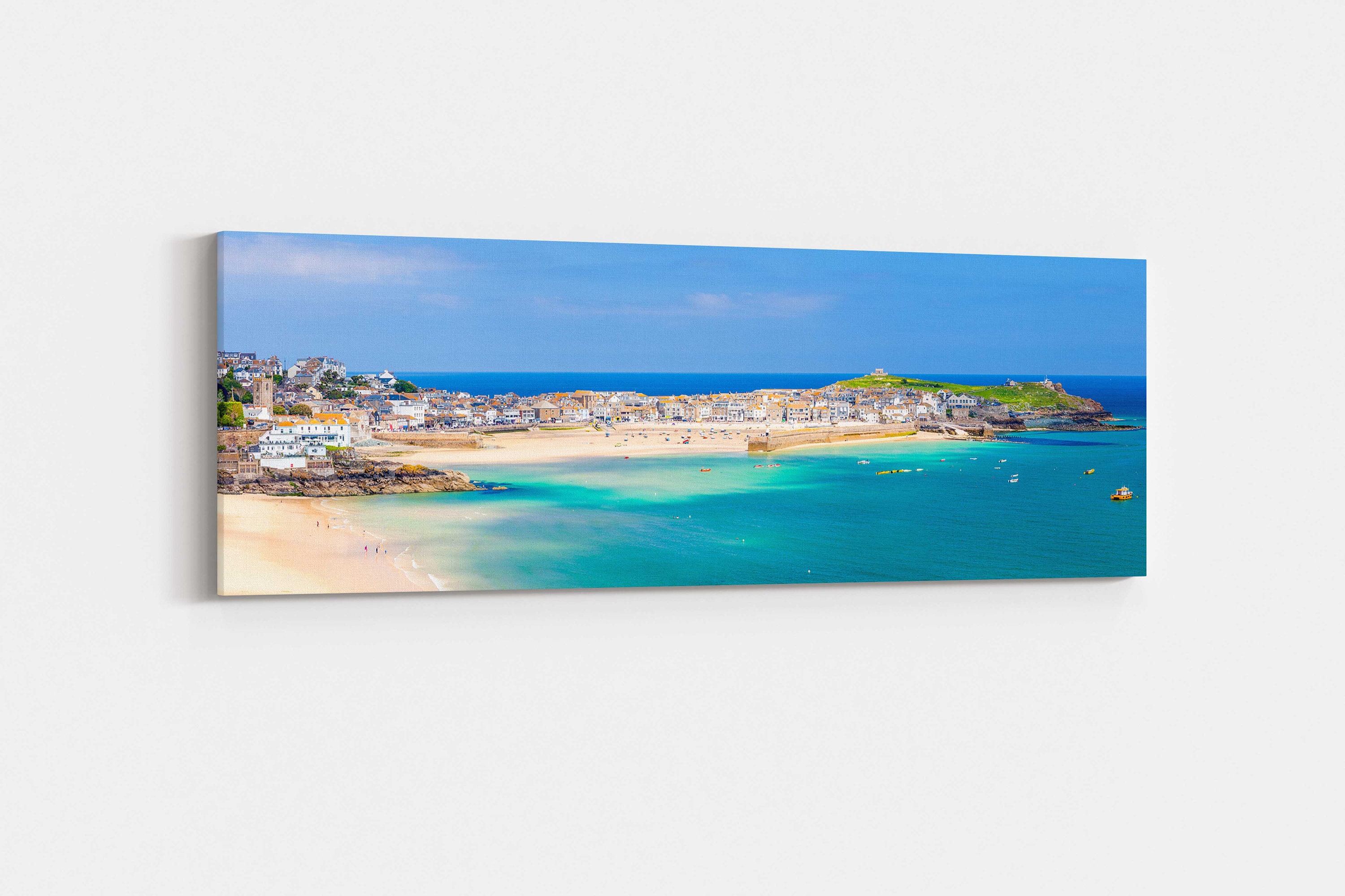 St Ives harbour panoramic canvas print Cornwall framed picture