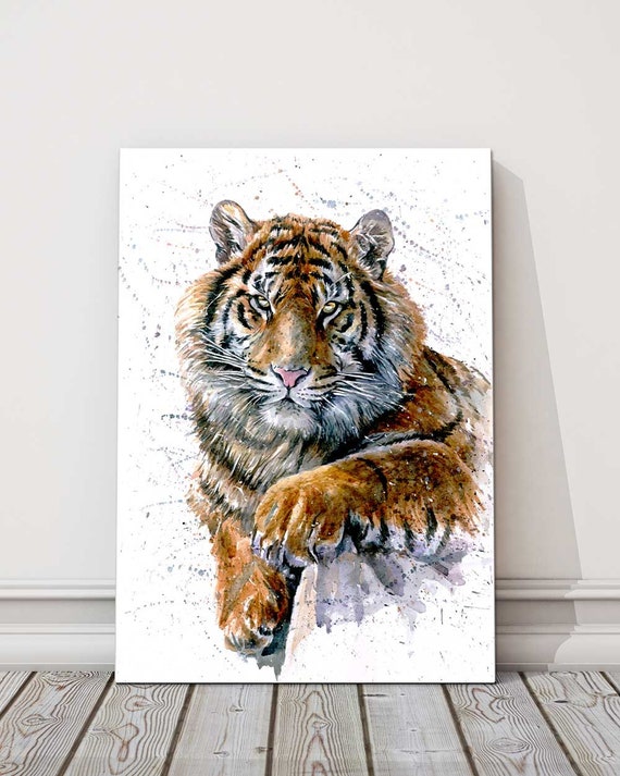 Tiger Painting Watercolour Canvas Picutre Print Wild Cat Paint Splash  Bengal Tiger 