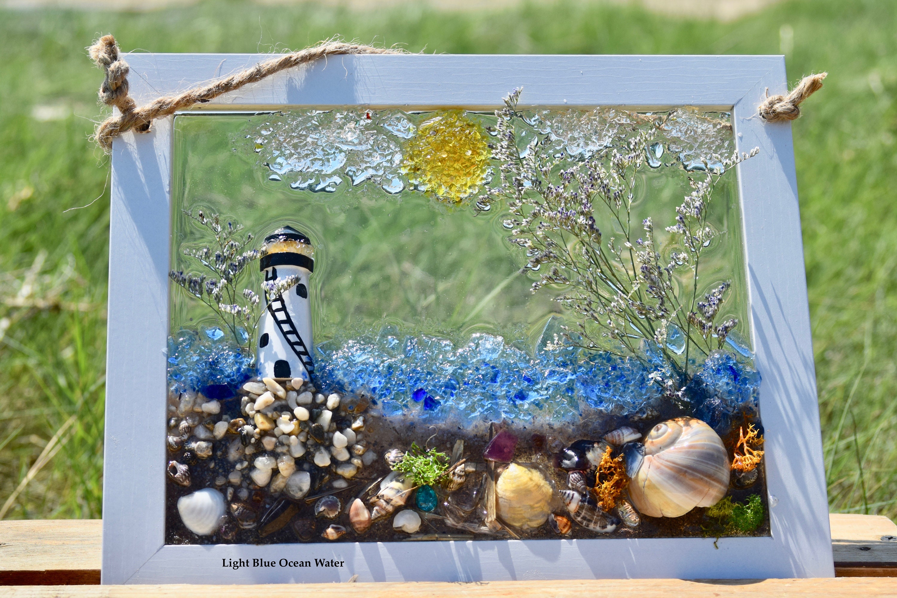 Lighthouse Beach Glass Art Sea Glass Beach Wall Hanging Etsy
