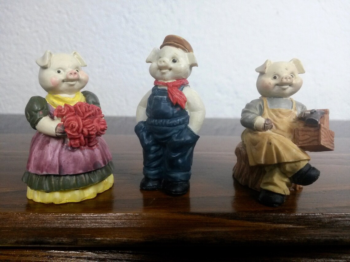 16 Miniature Figurines Pig Statuettes Pig Gifts Piggies Etsy