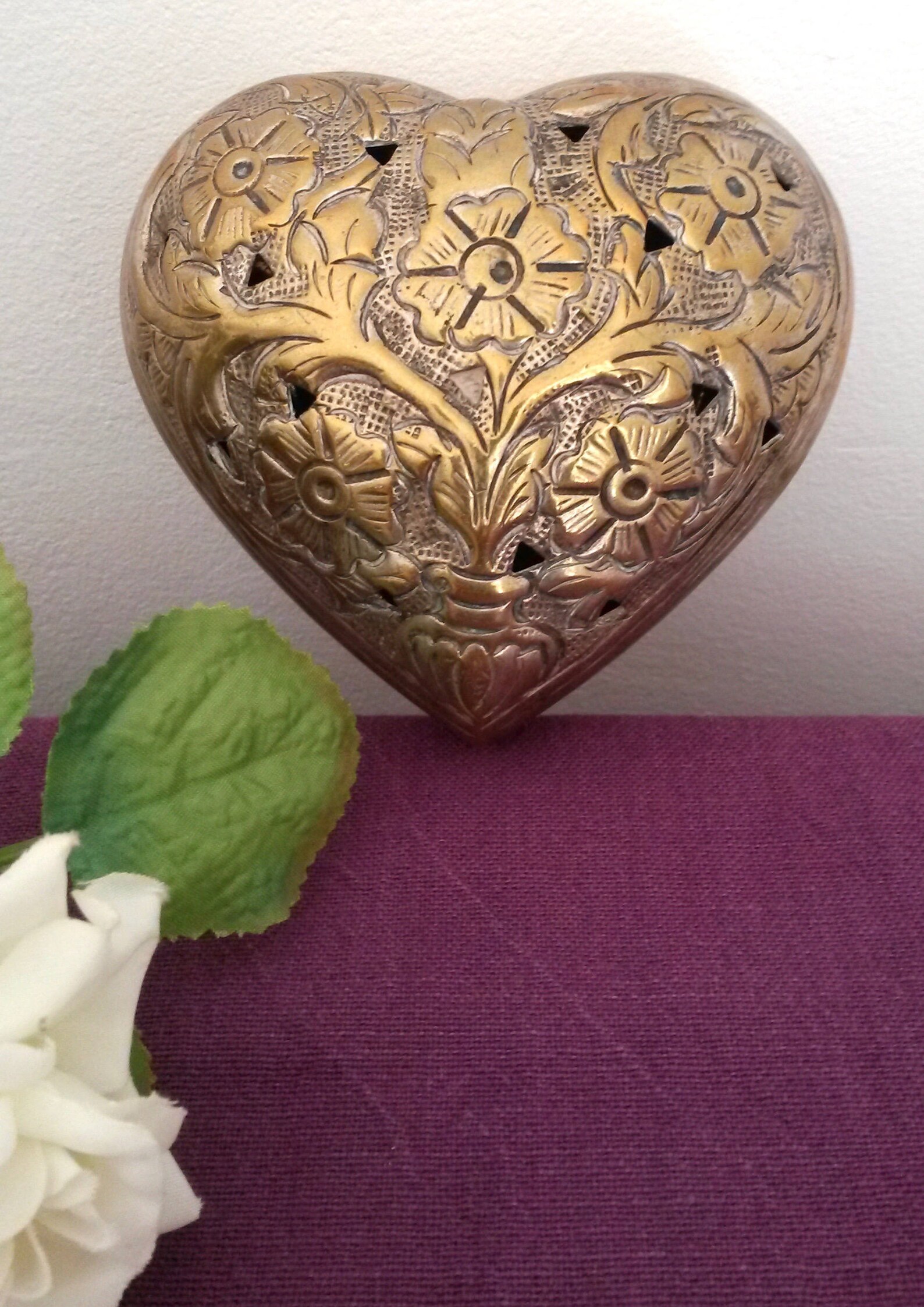 Large Heart Tin Heart Shaped French Tin Silver Plated Etsy