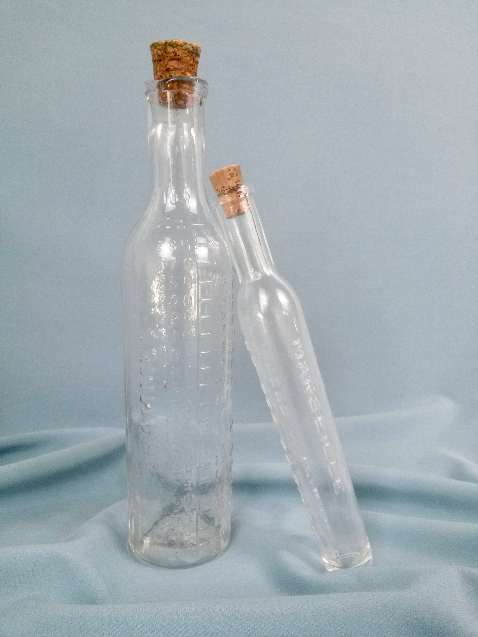 2 Glass Measuring Bottles Eau de Carmes Bottle with Cork Etsy