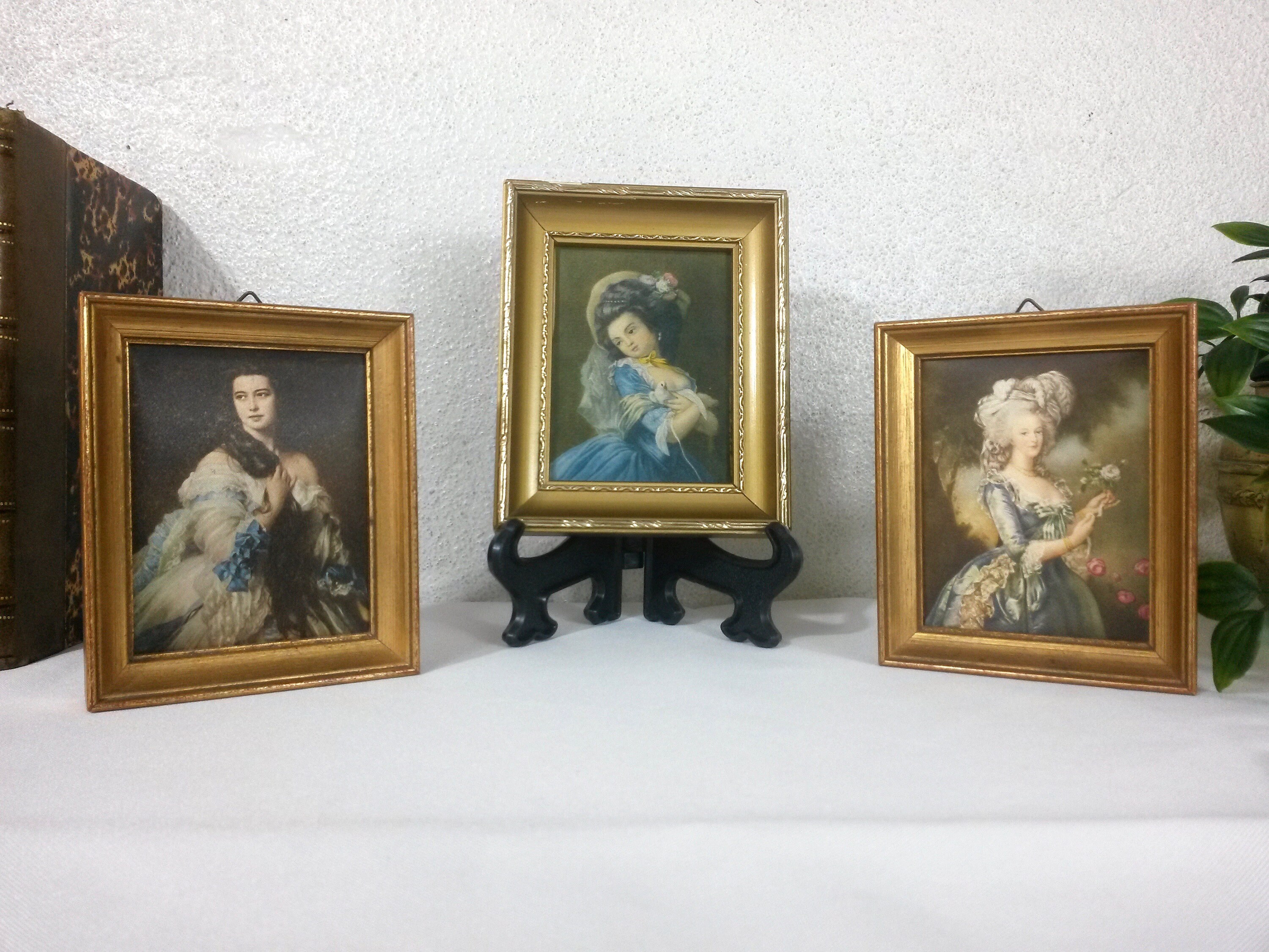 3 Small Gold Framed Pictures Romantic Prints Gold Wall Art Etsy