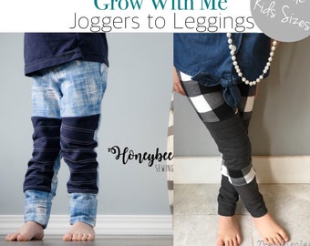 Apple Tree Grow Along Pants: Grow with me sewing pattern for baby kids PDF printable pattern for grow pants leggings joggers ebook sewing