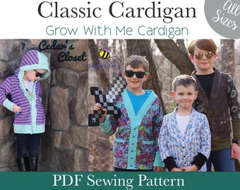 Apple Tree Grow With Me Classic Cardigan *PDF Sewing Pattern* Grow With Me Cardi Grow-With-Me Cardigan Baby and Kids Clothing Sewing Pattern