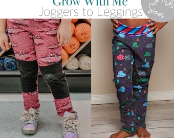 Apple Tree BIG KIDS Grow Along Pants: Grow with me sewing pattern for kids PDF ebook printable pattern for grow pants leggings joggers