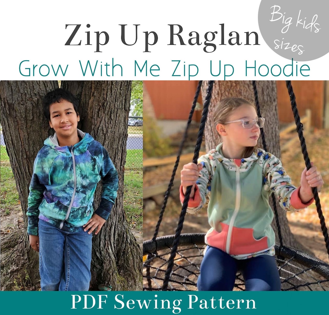 Big Kids Sizes Zip up Grow With Me Hoodie PDF Sewing Pattern - Etsy