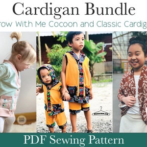Apple Tree Grow With Me Cardigan Bundle *PDF Sewing Pattern* Grow With Me Cardi Grow-With-Me Cardigan Baby and Kids Clothing Sewing Pattern