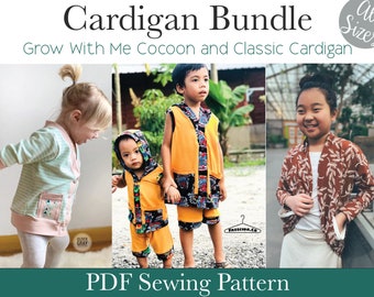 Apple Tree Grow With Me Cardigan Bundle *PDF Sewing Pattern* Grow With Me Cardi Grow-With-Me Cardigan Baby and Kids Clothing Sewing Pattern