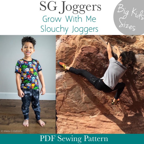 BIG KIDS Grow Along Pants (Joggers to leggings) - PDF Apple Tree
