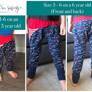 Apple Tree Color Blocked Grow With Me Drop Crotch Pants Joggers Trousers PDF Sewing Pattern Kids and Baby ebook tutorial image 4