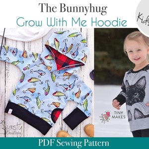 Apple Tree Bunnyhug Grow With Me Hoodie *PDF Pattern* Sizes 3m - 6T Grow with me Bunny Hug Shirt Sewing Pattern - Little Kids Sizes