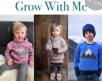 Little Kids Banff Sweatshirt Grow With Me Sweatshirt Printable Sewing Pattern - 3m-6y - *PDF Sewing Pattern* Grow with me shirt pattern