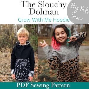 Großer Kinder Apfelbaum Slouchy Dolman Hoodie Grow With Me Hoodie druckbare Schnittmuster - *PDF Schnittmuster* Grow with me Shirt Schnittmuster