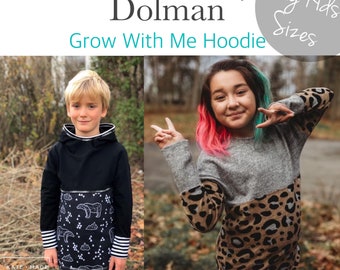 Big Kids Apple Tree Slouchy Dolman Hoodie Grow With Me Hoodie Printable Sewing Pattern - *PDF Sewing Pattern* Grow with me shirt pattern