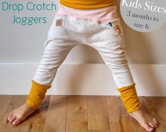 Little Kids Apple Tree Color Blocked Grow With Me Drop Crotch Joggers ** PDF Sewing Pattern ** Kids pdf pattern baby pants sewing pattern