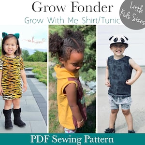 Apple Tree Little Grow Fonder Shirt or Tunic Grow with Me Top *PDF Sewing Pattern* Grow With Me Shirt Pattern, Long or Short Sleeves, Cowl