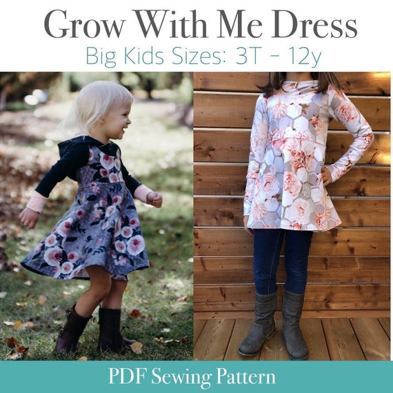 Apple Tree Hooded Dress Grow With Me Dress Printable Sewing Pattern Big Kid  Sizes PDF Sewing Pattern Grow With Me Dress Pattern Pdf -  Canada