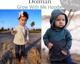 Little Kids Apple Tree Slouchy Dolman Hoodie Grow With Me Hoodie Printable Sewing Pattern *PDF Sewing Pattern* Grow with me shirt pattern