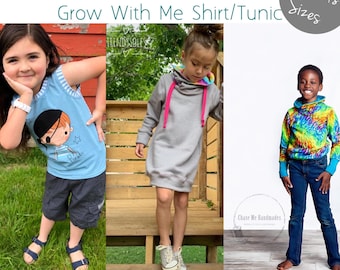 Apple Tree Grow Fonder Shirt or Tunic Grow with Me Top *PDF Sewing Pattern* Big Kids GWM Shirt Pattern, Long or Short Sleeves, Cowl ebook