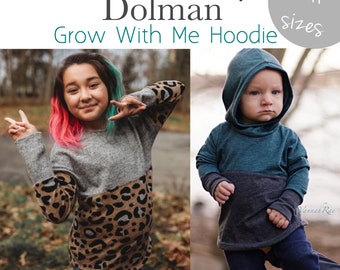 Apple Tree Slouchy Dolman Hoodie Grow With Me Hoodie Printable Sewing Pattern - All Sizes ebook Sewing Pattern Grow with me shirt pattern