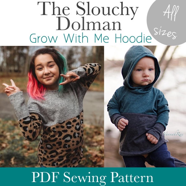 Apple Tree Slouchy Dolman Hoodie Grow With Me Hoodie Schnittmuster zum Ausdrucken - Alle Größen ebook Schnittmuster Grow with me Shirt Schnittmuster