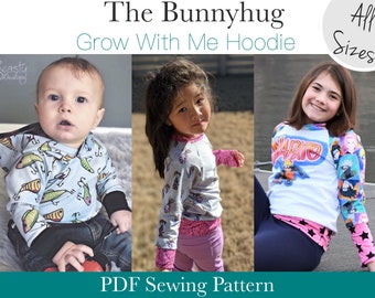 Apple Tree Bunnyhug Grow With Me Hoodie *PDF Pattern* Pullover Hooded Sweatshirt Grow with me Pattern Baby Kids Clothing Sewing Bunny Hug