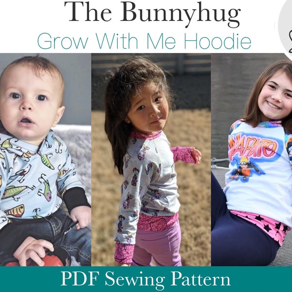 Apple Tree Bunnyhug Grow With Me Hoodie *PDF Pattern* Pullover Hooded Sweatshirt Grow with me Pattern Baby Kids Clothing Sewing Bunny Hug