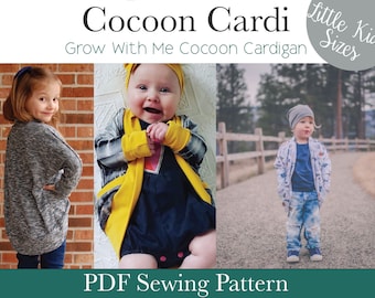 Apple Tree Grow With Me Little Kids Cocoon Cardi *PDF Sewing Pattern* Grow With Me Cardigan Baby and Kids Clothing Sewing Pattern