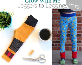 Apple Tree Grow Along Pants: All Sizes Grow with me sewing pattern printable PDF ebook tutorial for grow pants leggings joggers