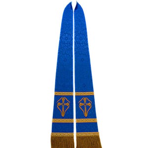 Schlichte Eleganz St Aiden Stola Marianische Festtage und/oder Adventszeit. 100% Seide Dupionseide Rückseite. Vorhanden. in allen Liturgischen Farben.