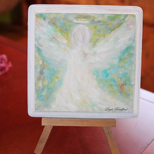 Original Angel Painting on Wood: Fine Art by Leigh Bradford