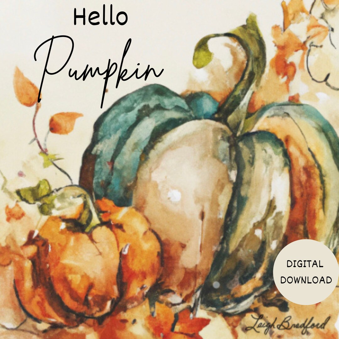 Hello Pumpkin Home Decor Printable, Autumn Home Decor, Autumn Art