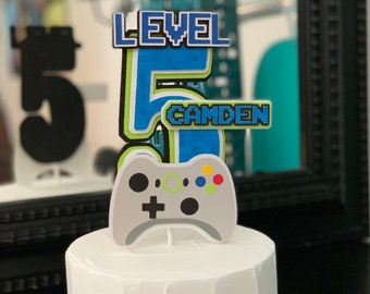 PS5 Gaming Cake Topper for Boys Mens Game Theme Party Game Controller Happy Birthday Cake Decorations Video Game Cake Topper