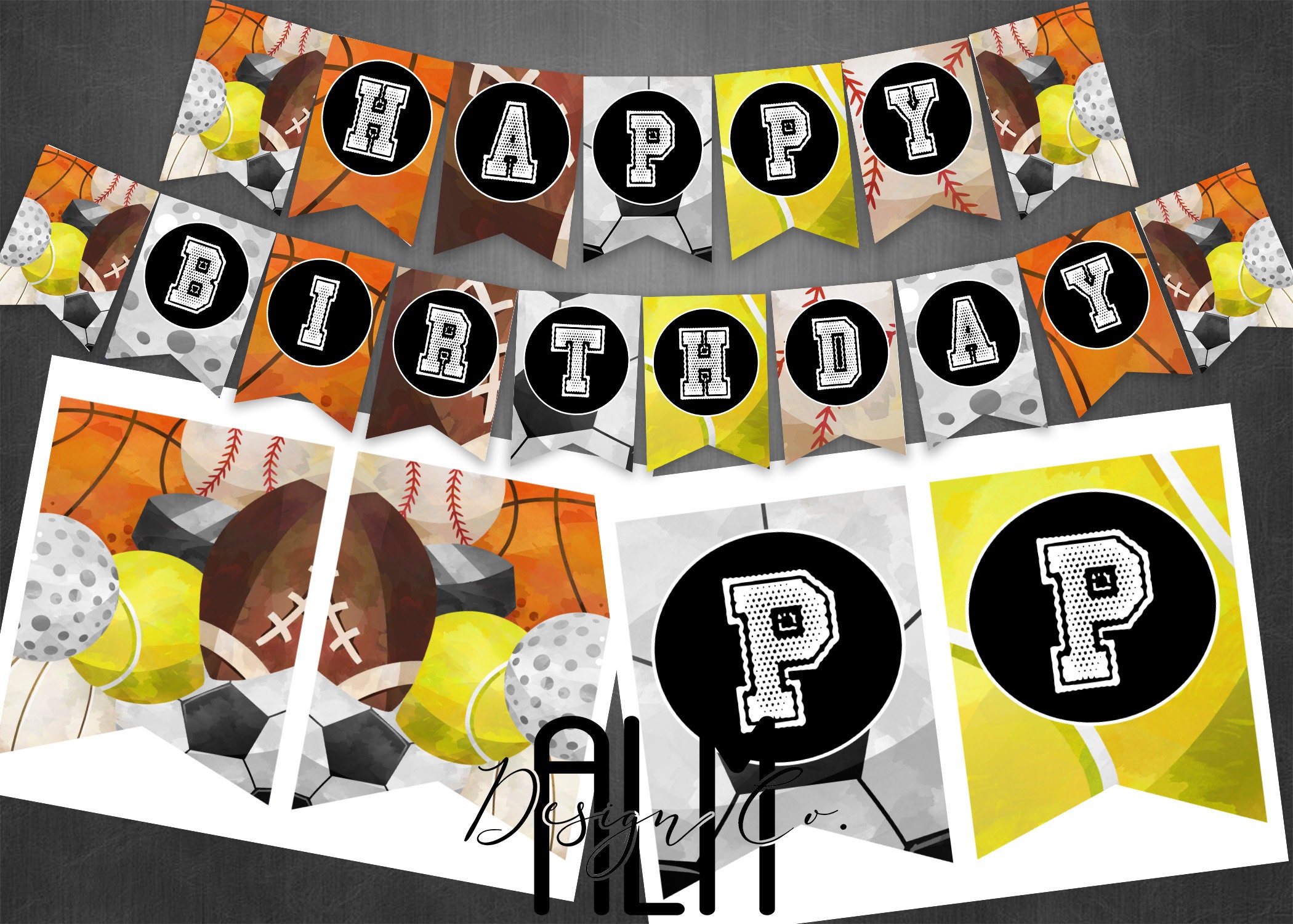 Sports Birthday Banner Sports Digital Banner Sports Etsy