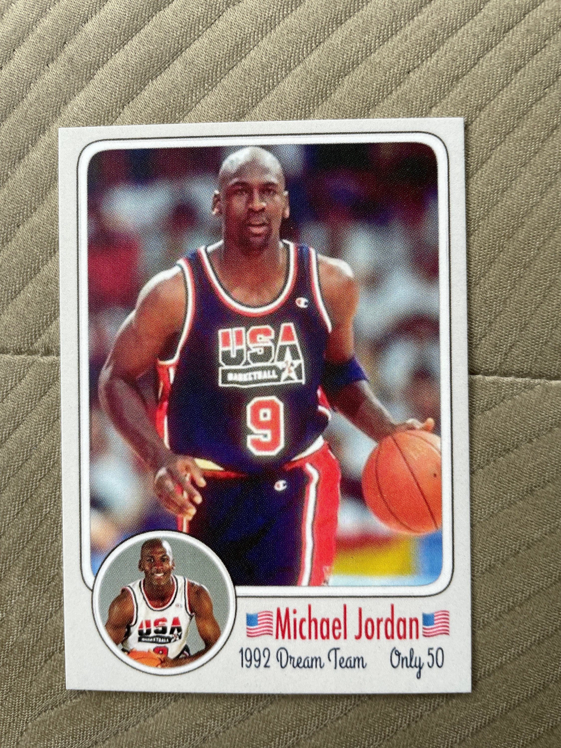 MICHAEL JORDAN DREAM TEAM 8X10 PHOTO BASKETBALL PICTURE USA US SETTING UP