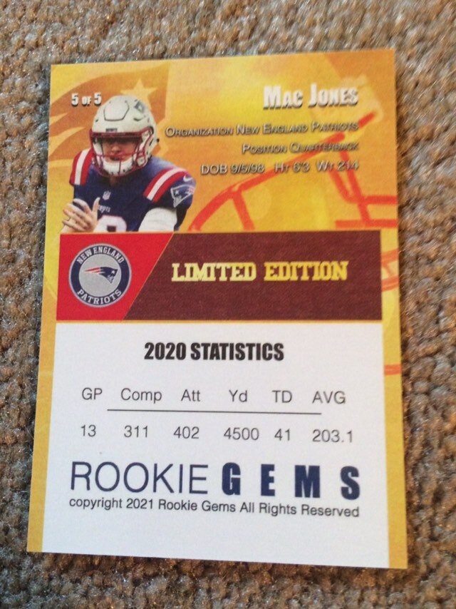 2021 Mac Jones Star Rookie Two Card Lot New England Patriots Etsy