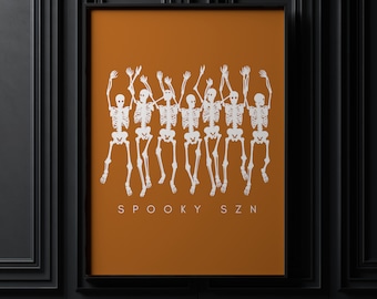 Halloween Skeleton Art Set, Halloween Decor, Halloween Printables, Printable Halloween Wall Art, Skeleton Wall Art