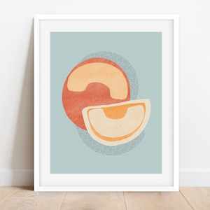 Boho Printable Wall Art, Abstract Wall Art, Geometric Wall Art, Instant Download, Orange and Blue Art Print, Digital Art Print, Boho Decor