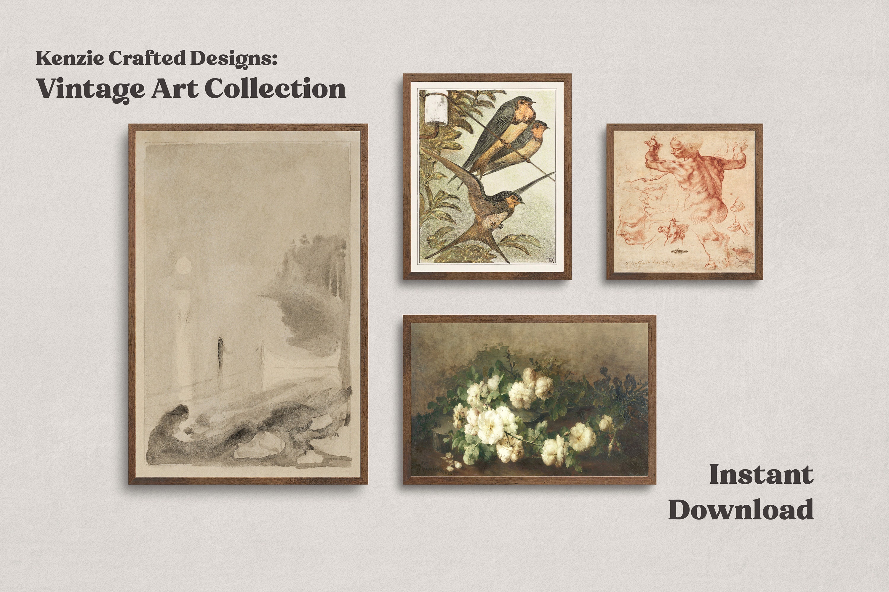 Vintage Gallery Wall Art Set Farmhouse Gallery Wall Gallery Wall Art