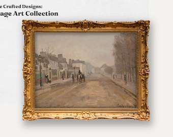 Vintage Paris Street painting, vintage printable wall art, digital art printable, vintage painting, downloadable digital art printable